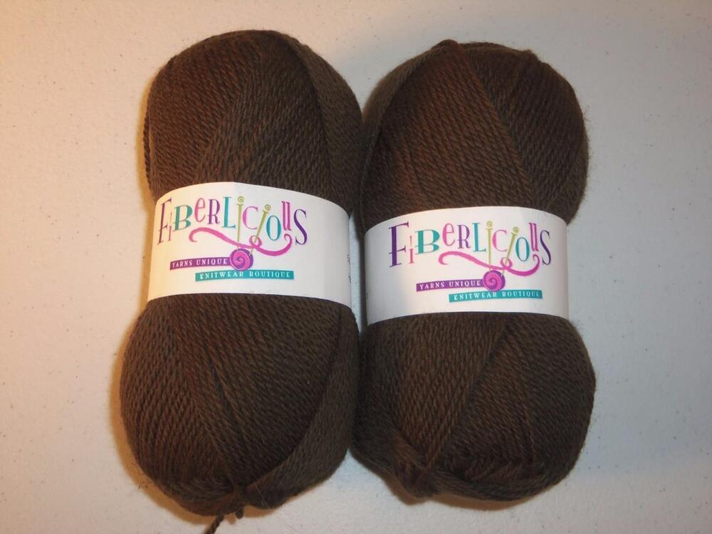 Fiberlicious Yarn Olive #205 Merino Wool 2 Skeins -1215T17